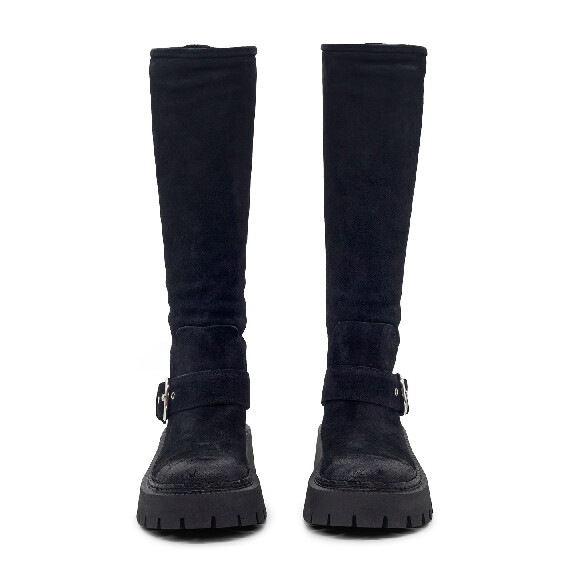 H04 Bob-Stivale biker nero in crosta di vitello vintage  